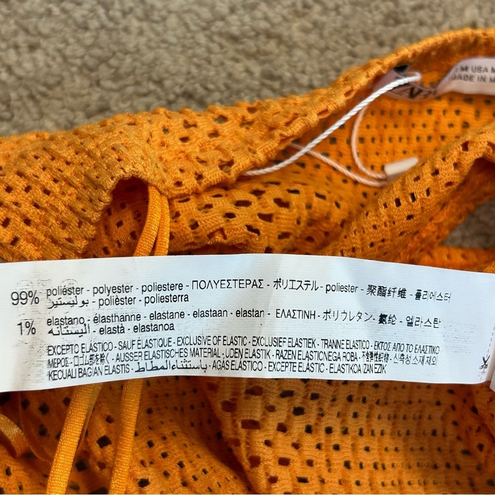 Zara orange perforated mesh knit stretchy halter top crop top strappy Sz M - Picture 9 of 11